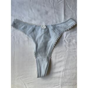 NWOT Vintage Aerie White Blue Textured Thong Panty Bow Trim Size S 5